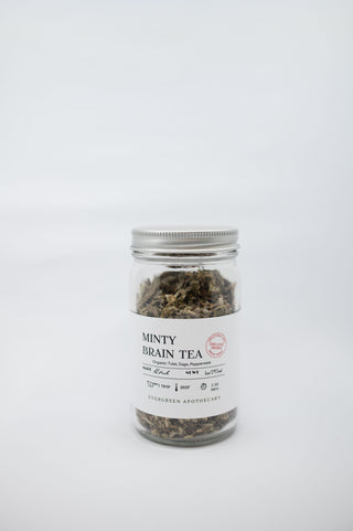 Minty Brain Tea, Loose Blend, 8oz, Glass Jar