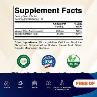 Vitamatic Carbonyl Iron 65mg | with Vitamin C | 120ct