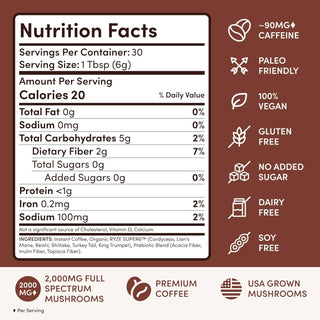 Mushroom Medium Roast Coffee with 6 Adaptogenic Mushrooms