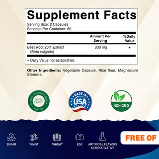 Vitamatic Beet Root 20:1 Extract Capsules 800 mg - 120 Caps