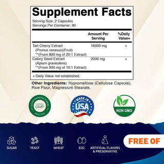 Vitamatic Tart Cherry 20X | Celery Seed 10X | 180ct