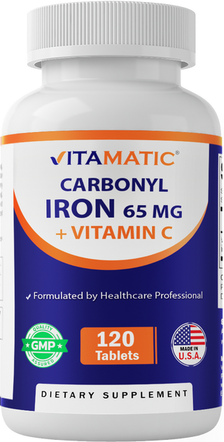 Vitamatic Carbonyl Iron 65mg | with Vitamin C | 120ct