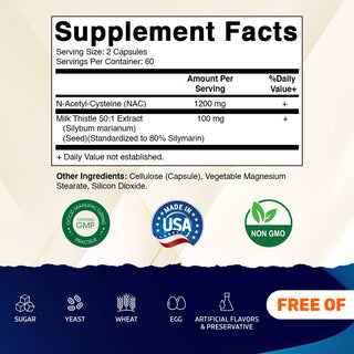 Vitamatic NAC 1200mg | Milk Thistle 50:1 | 120ct
