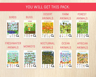 I spy animals, 10 seek and find games