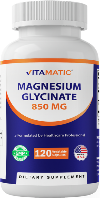 Vitamatic Magnesium Glycinate 850 mg (High Potency)–120 Caps