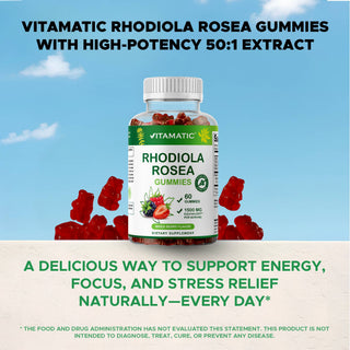Vitamatic Sugar Free Rhodiola Rosea Gummies 1500 mg 60 Gummy