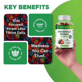 Vitamatic Sugar Free Rhodiola Rosea Gummies 1500 mg 60 Gummy