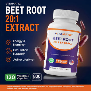 Vitamatic Beet Root 20:1 Extract Capsules 800 mg - 120 Caps