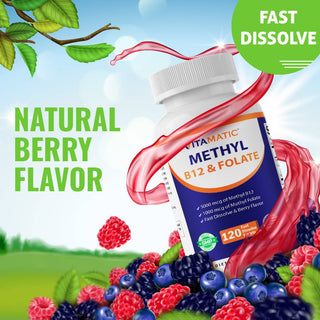 Vitamatic Methyl Folate B12 P5P | Energy & Heart | 120ct