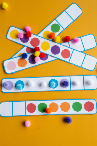 Patterns with Pom Poms for kids, Fine Motor Skills