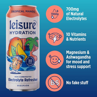 Leisure Hydration Electrolyte Tropical Mango (16 oz x 12 pack)