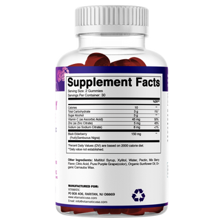 Vitamatic Elderberry Gummies with Vitamin C & Zinc –60 Gummy