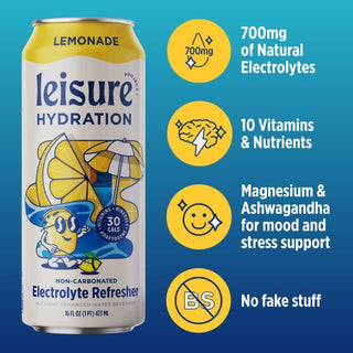 Leisure Hydration Electrolyte Lemonade (16 oz x 12pk)