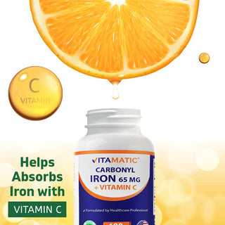 Vitamatic Carbonyl Iron 65mg | with Vitamin C | 120ct
