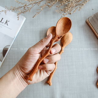 Handcrafted Twig Wooden Spoon - Kitchen Serving Utensils