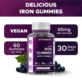 Vitamatic Iron Gummies for Women & Men - 60 Vegan Gummies