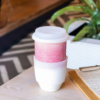 Coral Pink 16oz Ceramic Mug – (Includes Lid & Band)