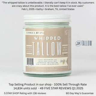 Vanilla Whipped Tallow Moisturizer | 100% Natural Skincare: 9oz