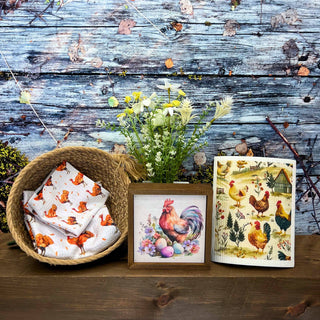 Roosters on The Farm Swedish Dishcloths- Rooster Kitchen