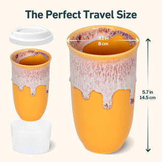 Grapefruit Ceramic Travel Mug – 16oz with Lid & Sleeve
