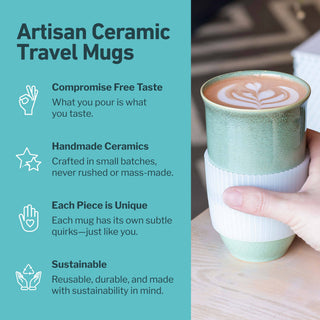 Emerald 16oz Ceramic Travel Mug – Forest-Inspired & Reusable
