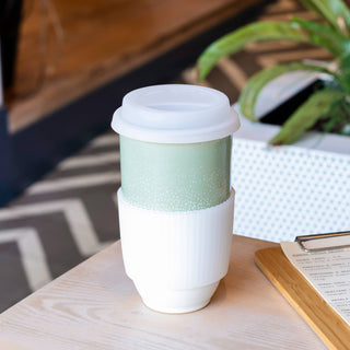 Sage Green Ceramic Travel Mug – 16oz Reusable Cup