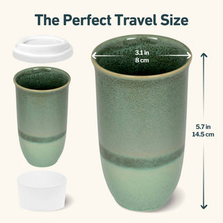 Emerald 16oz Ceramic Travel Mug – Forest-Inspired & Reusable