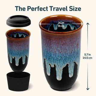 Monsoon Ceramic Travel Mug – 16oz with Lid & Sleeve