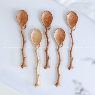Handcrafted Twig Wooden Spoon - Kitchen Serving Utensils