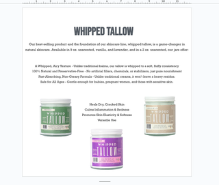 Vanilla Whipped Tallow Moisturizer | 100% Natural Skincare: 9oz