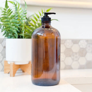 Amber Glass Lotion/Soap Bottle - 32oz Empty