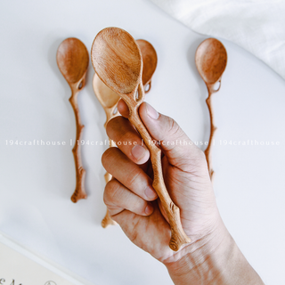Handcrafted Twig Wooden Spoon - Kitchen Serving Utensils