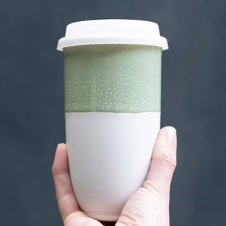 Sage Green Ceramic Travel Mug – 16oz Reusable Cup