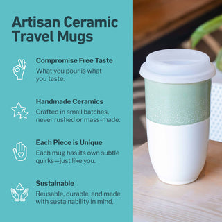 Sage Green Ceramic Travel Mug – 16oz Reusable Cup