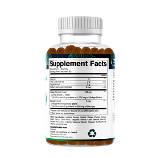 Vitamatic Ginkgo Biloba+Bacopa Gummies–1250 mg Peach Flavor