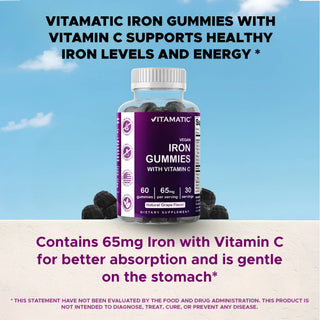 Vitamatic Iron Gummies for Women & Men - 60 Vegan Gummies
