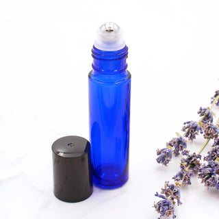 Blue Glass Roller Bottle - 10ml Empty