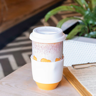 Grapefruit Ceramic Travel Mug – 16oz with Lid & Sleeve