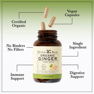 Herbal Roots Organic Pure Ginger Root Capsules