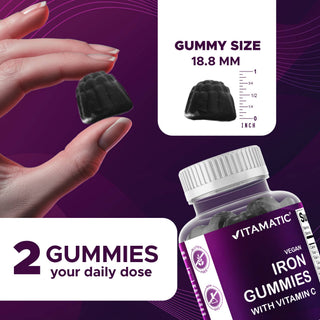 Vitamatic Iron Gummies for Women & Men - 60 Vegan Gummies