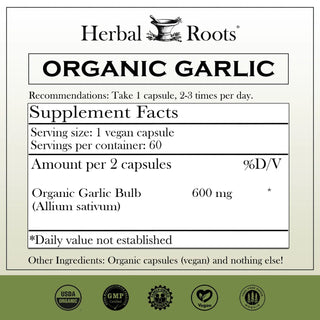 Herbal Roots Organic Whole Bulb Garlic Capsules