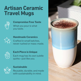 Lagoon Ceramic Travel Cup – 16oz with Lid & Sleeve
