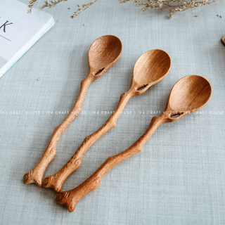Handcrafted Twig Wooden Spoon - Kitchen Serving Utensils