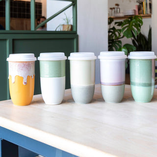 Grapefruit Ceramic Travel Mug – 16oz with Lid & Sleeve