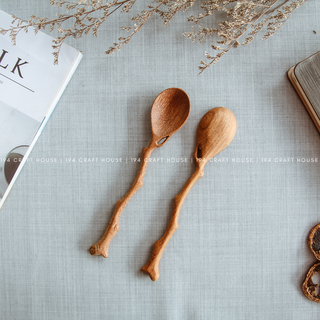 Handcrafted Twig Wooden Spoon - Kitchen Serving Utensils